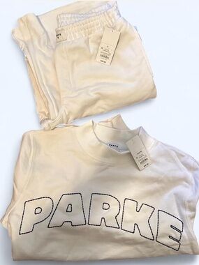 Parke x Target Limited Edition Sweatshirt and Sweatpants Set in Cream